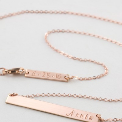 Personalized Bar Necklace, Rose Gold, Silver or Gold Filled / Bridesmaid Necklace Gift / Perfect Bar, LN140_35_H with ADD-ON Tag LA130_16_B