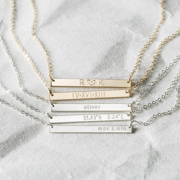 Personalized Gifts for Sisters, Mothers, Daughters, Friends... Custom Name Bar Necklace - Handmade Gift • Gold, Silver or Rose Gold LN130_30