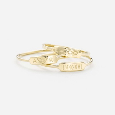 Personalized Initial Ring •  Custom Initials/Letters Ring • Dainty, Hand Stamped Name Ring • 18k Gold Fill, Sterling Silver, Rose Gold LR450