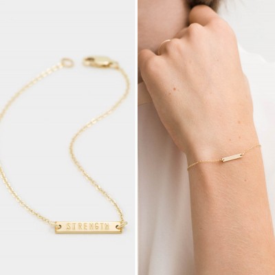 Personalized Mini Bar Bracelet Gift • Dainty Custom Name, Initial Bracelet Gift for Sisters & Friends • Gold, Silver or Rose Gold, LB130_16