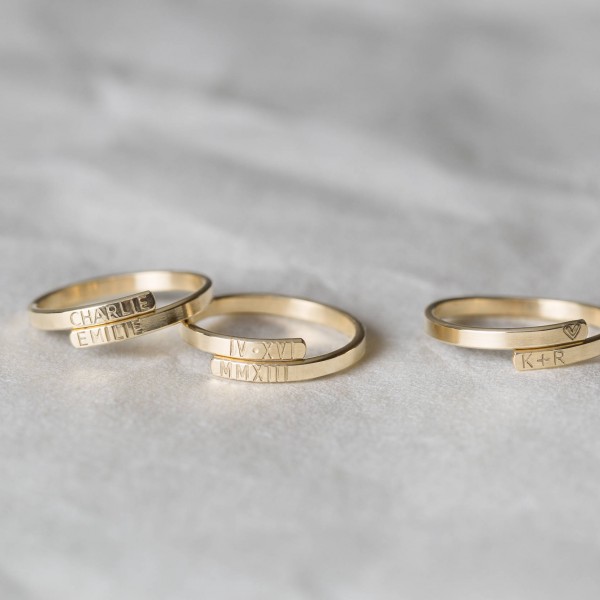Personalized Name Ring • Custom Name Jewelry • Hand Stamped HUG RING • Sterling Silver Ring, 18k Gold Filled Ring • Layered and Long LR452