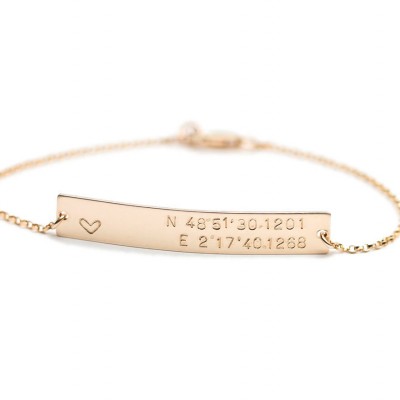 Personalized OR Blank Gold Bar Bracelet / Name Bar Bracelet / Personalized Jewelry Large Legacy Bar Bracelet Layered+Long LB160_38_B