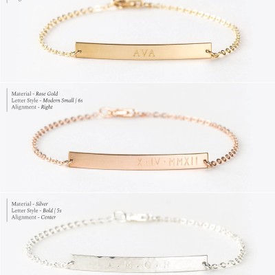 Personalized Perfect Bar Bracelet for Names, Dates, Initials... in 18k Gold Filled, Rose or Sterling Silver • perfect gift for her, LB140_35
