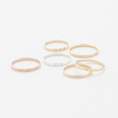Personalized Stacking Band • Custom Roman Numeral Ring • Dainty Name Ring • Initials Ring • Minimal Stacking Personalized Rings • LR502_1.8