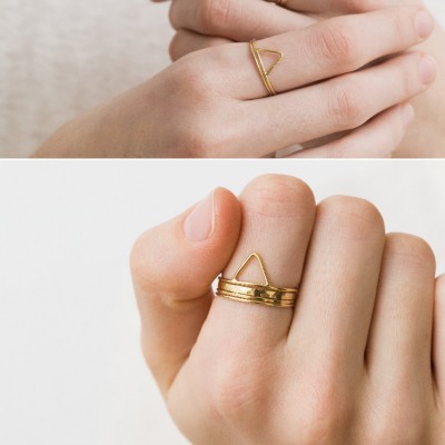 Points Collection Stacking Rings • Triangle Stacking Ring • Dainty Stacking Ring • Geometric Rings • Points Collection by Layered & Long