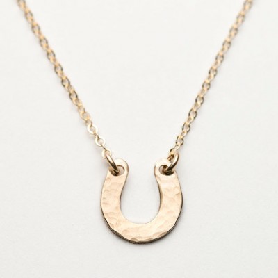 SALE Tiny Horseshoe Necklace / Delicate Chain in 18k Gold Fill, Rose Gold Fill , Sterling Silver / Dainty Horseshoe Layered Long