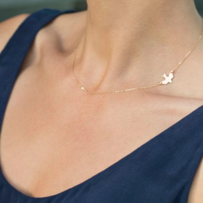 SOAR Bird Necklace / Layering Necklace Gold, Silver, Rose Gold / Delicate Gold Necklace / Dove Necklace / Bird Necklace Layered + Long LN115