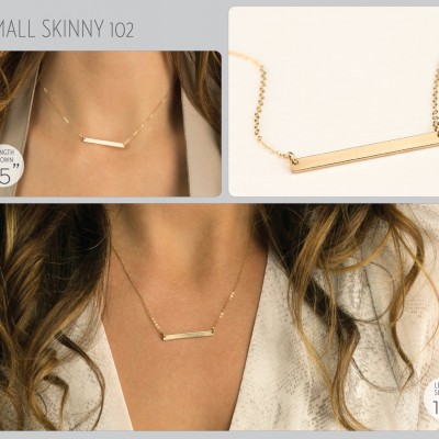 Set 942 • Gold, Rose or Silver Bar Necklace & Disk • 2pc Personalized Layering Necklaces • Delicate Skinny Bar and Hammered Disc Set of 2