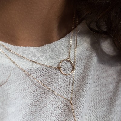 Set 975 • Two Best Selling Layering Necklaces • 18k Gold Fill, Silver and Rose Gold Filled • Dainty Short Y Necklace and Karma Circle