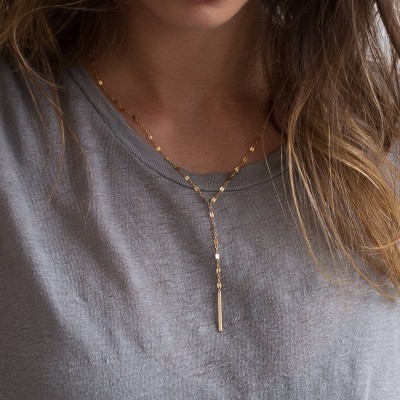 Short Lace Chain Y Necklace Gold, Silver, or Rose - Lariat Necklace - Layering Y Necklace Gold Fill, Sterling Silver, Rose Gold Fill LN122_Y