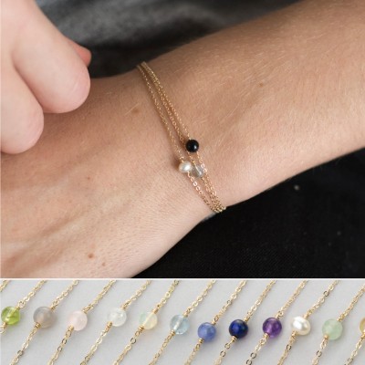 Simple Birthstone Bracelet, Dainty Gemstone or Peridot Layering Piece, Gift Bracelet / 18k Gold Filled, Rose Gold or Sterling Silver LB630