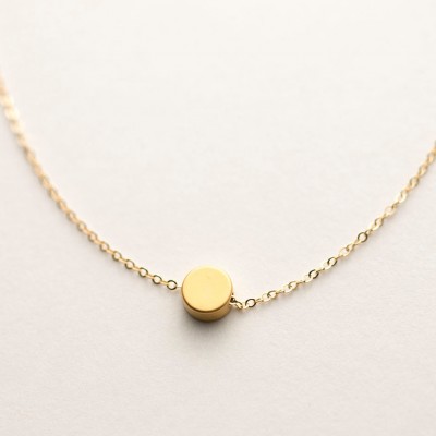 Simple Circle Necklace / Delicate Coin Necklace / The DOT Necklace with 18k Gold Filled or Sterling Silver Chain Layered And Long LN319