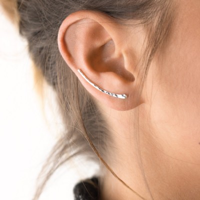 Simple Ear Climber, Modern Earring in Gold Filled or Sterling Silver / Hammered Earrings / Handmade Ear Climbers