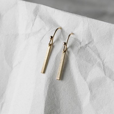 Simple Earring Gift - 18k Gold Fill - Sterling Silver, Rose Gold Fill, Simple Bar Drop Earrings -  Long Dangle Line Earrings - LE120_vn