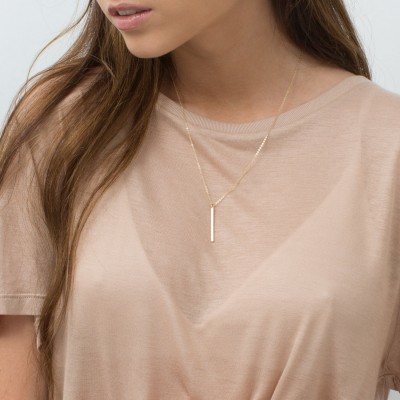 Simple, Everyday Necklace: 18k Gold Fill Bar, Sterling Silver, Rose Gold Layering Necklace / Vertical Bar / by Layered and Long LN120_30_V