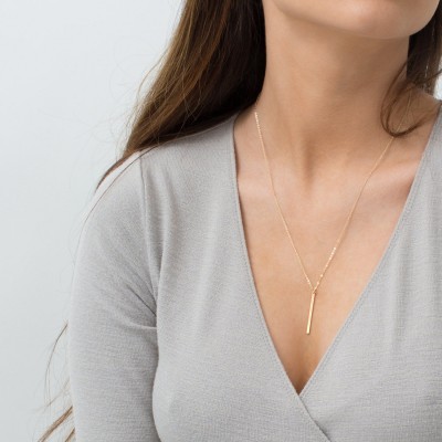 Simple, Everyday Necklace: 18k Gold Fill Bar, Sterling Silver, Rose Gold Layering Necklace / Vertical Bar / by Layered and Long LN120_30_V