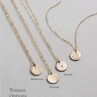 Simple Necklace in 18k Gold Fill, Silver, Rose Gold • SMALL DISK Necklace • Delicate Circle Tag Necklace, Personalized Coin, Disc • LN209
