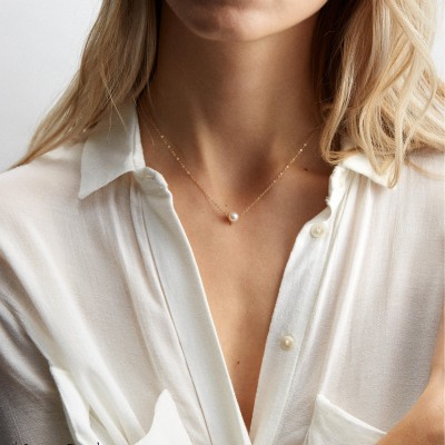 Simple Pearl Necklace • Single, Dainty Pearl Necklace on 18k Gold Filled, Silver or Rose Gold Chain • Delicate, Everyday Necklace • LN613_L