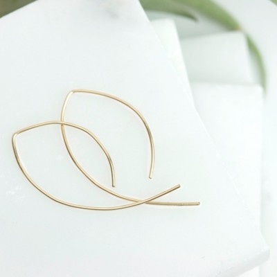 Small Arc Threader Earrings, 18k Gold Filled Earring, Sterling Silver, Rose Gold Fill, Open Hoops, Wire Form Earrings Layered and Long LE406