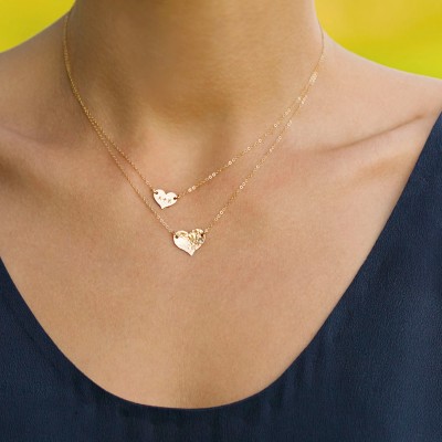 Small Heart Necklace, Dainty, Personalized 18k Gold Fill, Sterling, Rose Gold Fill, Monogram Necklace by Layered and Long LN117_10