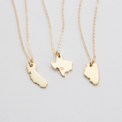 State Charm Necklace, Dainty Custom State Necklace -  Gold Necklace, Sterling Silver Necklace, or Rose Gold Fill Necklace  LN346