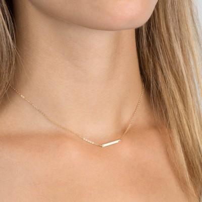 Super Skinny Bar Necklace / Gold, Silver, Rose Gold / Dainty Bar / Minimal, Delicate Necklace, Dash Line Bar by Layered + Long LN120_16_C