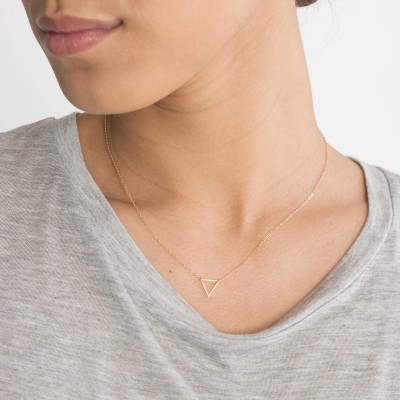 Tiny Gold Triangle Necklace / FLOATING TRIANGLe Necklace / Delicate Necklace / Little Gold Triangle 18k Gold Fill Chain Layered + Long LN301