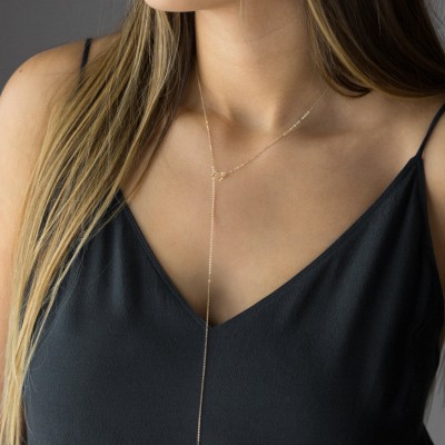 Tiny Karma Bar Lariat Necklace  • Open Circle Bar Drop • Y Necklace  • Vertical Bar Necklace • Gold Fill, Rose Gold, or Silver • LN132_09_LY