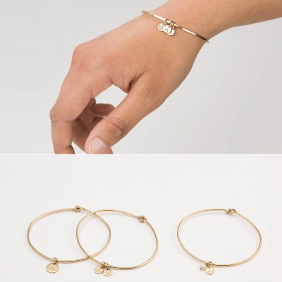 Ultimate Personalized Bracelet • Custom Initial Disk Tags & Gemstones • Charm Bangle Bracelet • 18k Gold Filled, Sterling Silver, Rose Gold