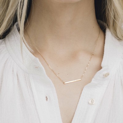 Ultra Dainty Personalized Bar Necklace • Custom Delicate, Tiny Letters •  Minimal Initial Necklace • Gold, Silver or Rose Gold • LN120_30