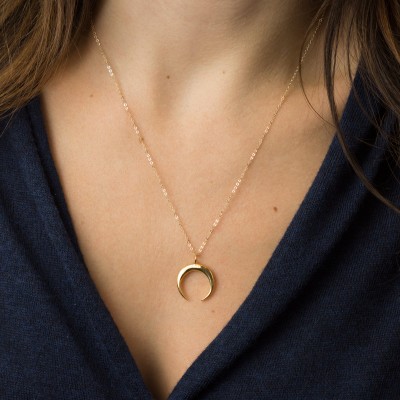 Upside Down Moon Necklace or Layered Necklaces Set • The CRESCENT Necklace in Gold, Silver or Rose Gold • LN345, LS979