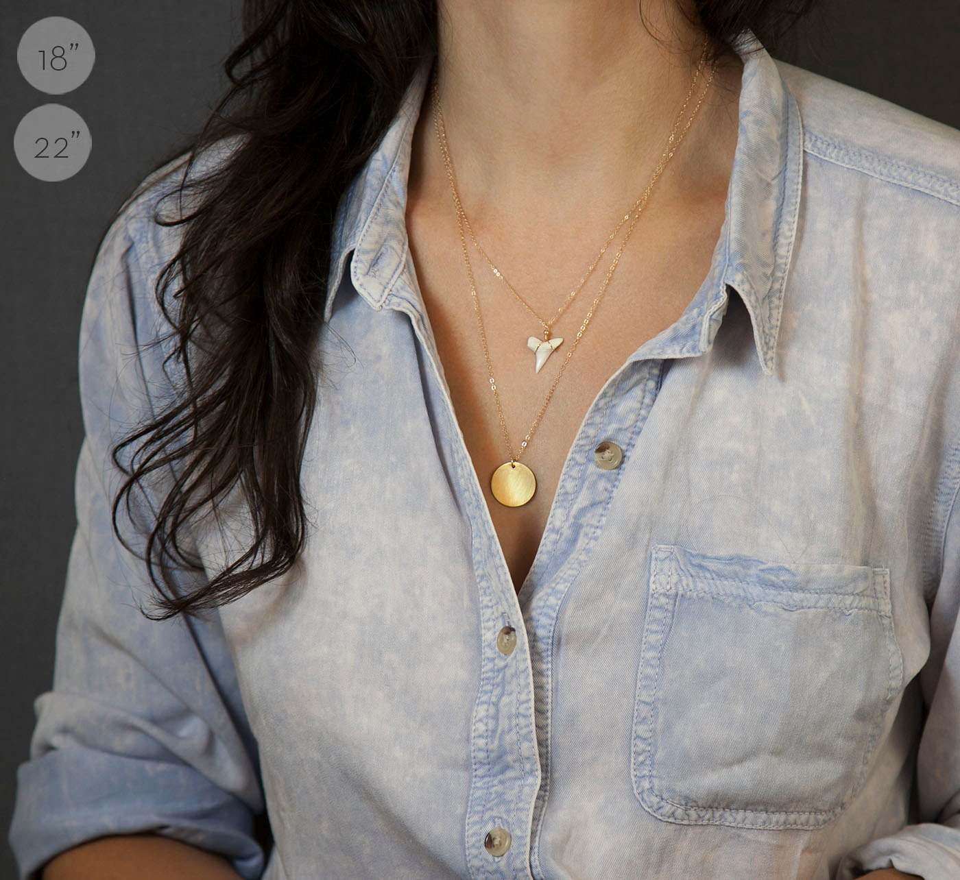 Dainty Gold Shark Tooth Necklace // White Shark Tooth on Silver, Rose