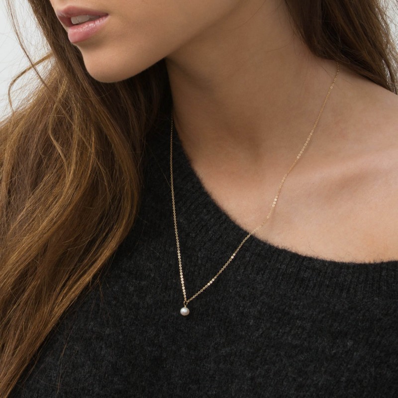 Pearl Drop Necklace, Gold, Silver, Dainty Small Pearl Thin Gold Chain