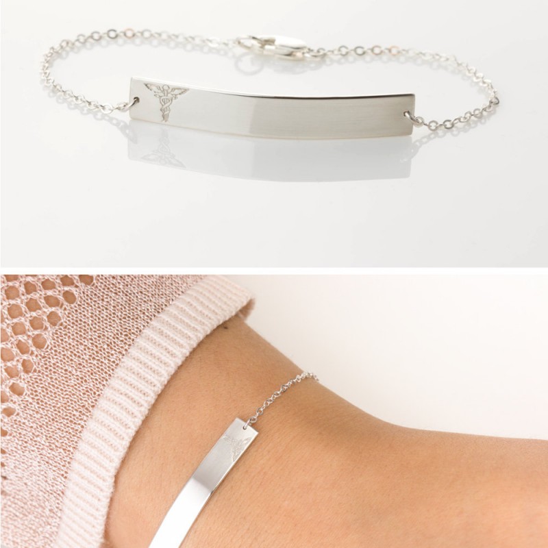 Simple Medical Alert Bracelet in Sterling Silver / Medical ID Bracelet ...