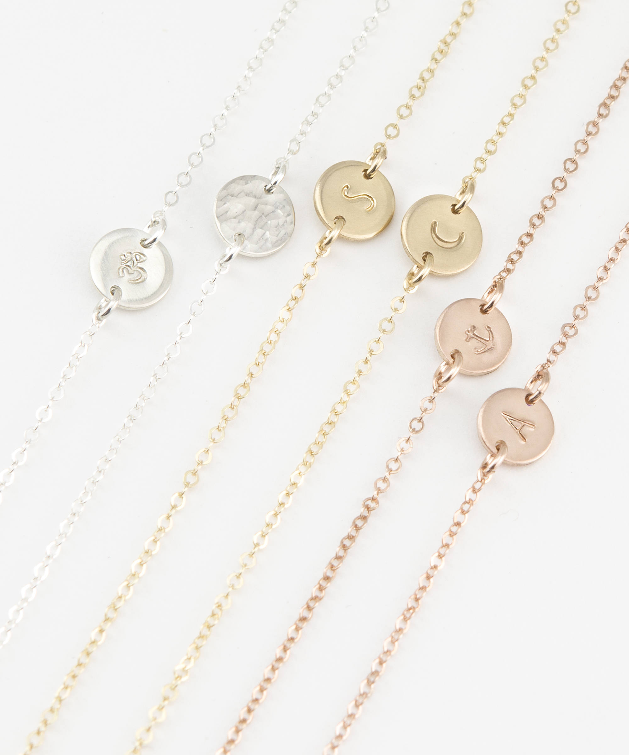 Super Dainty Initial Bracelet, Delicate Personalized (or blank) Disk