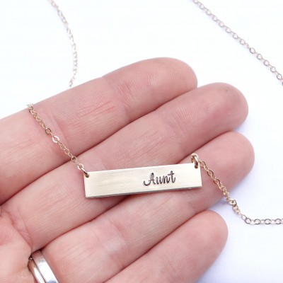 Aunt Gold Bar Necklace - Gift for New Aunt. Personalized Bar Necklace with Custom Name. Auntie, Best Aunt Ever.  18k Gold-Filled Jewelry.