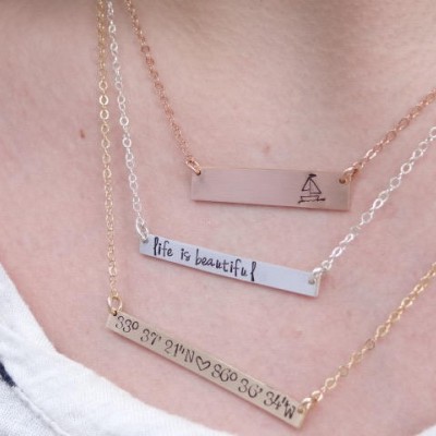 Bar Necklace Personalized. Gold Bar Name Necklace, Silver, Rose Gold, Monogram, Layering Necklace, Bridesmaid Gift, Custom Bar Necklace
