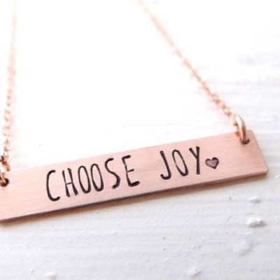 Choose Joy Bar Necklace - Inspiration Jewelry.  Hand Stamped Gold Bar Necklace.  Personalized with Your Custom Name or Words.