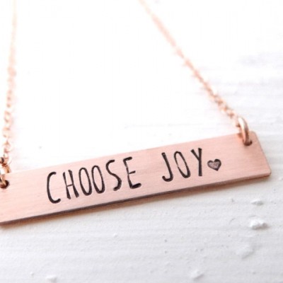 Choose Joy Gold Bar Necklace. Hand Stamped Jewelry. Minimalist, Engraved Necklace. Layering Bar Necklace, Simple Gold Jewelry, Affirmation