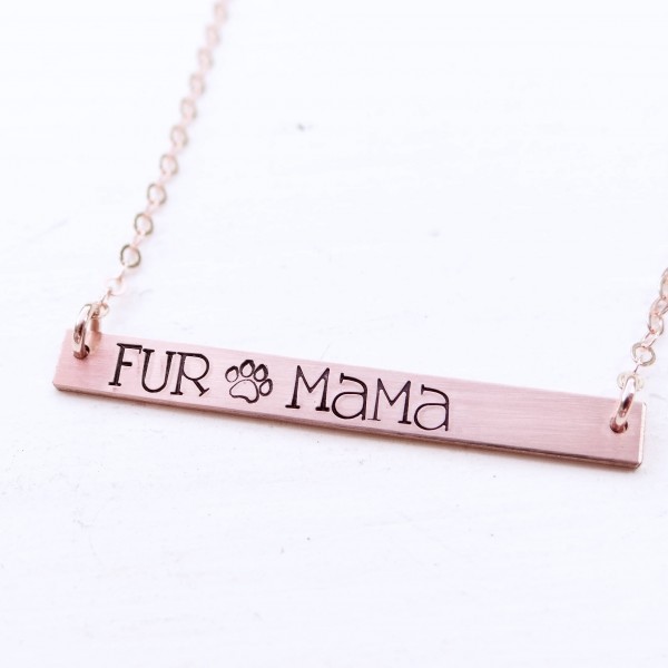 Fur Mama Bar Necklace, Fur Mom, Dog Lover Jewelry, Name Necklace, Quote Bar Necklace, Gold Bar, Silver Bar, Rose Gold Bar Necklace.