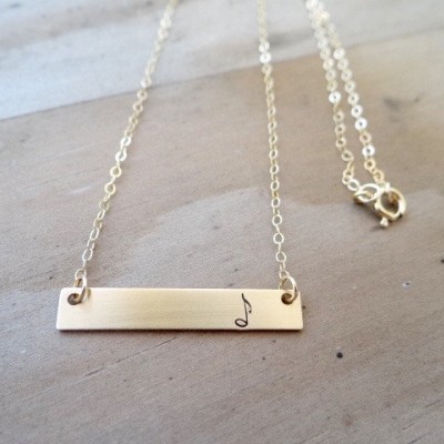Musical Note Gold Bar Necklace. Hand Stamped Jewelry.  Minimalist, Engraved Necklace.  Layering Bar Necklace, Music Note, Musician Jewelry