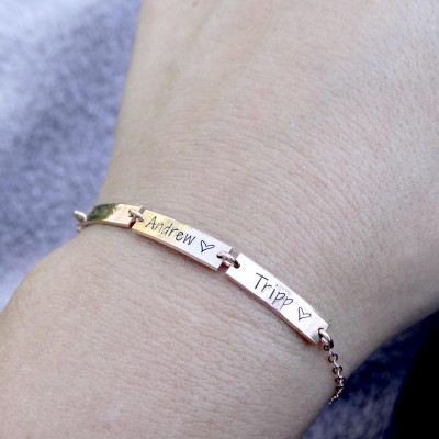 Personalized Bar Bracelet - Up to 9 Names - Your Choice of Rose Gold, 18k Gold-Filled, Sterling Silver. Custom Bracelet for Grandma, Mom.