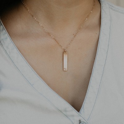 Personalized Vertical Bar Necklace. Gold Layering Bar, Initial Necklace, Name Necklace, Mother's Necklace. Gold Bar, Silver Bar, Rose Gold.