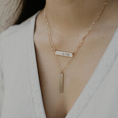 Personalized Vertical Bar Necklace. Gold Layering Bar, Initial Necklace, Name Necklace, Mother's Necklace. Gold Bar, Silver Bar, Rose Gold.
