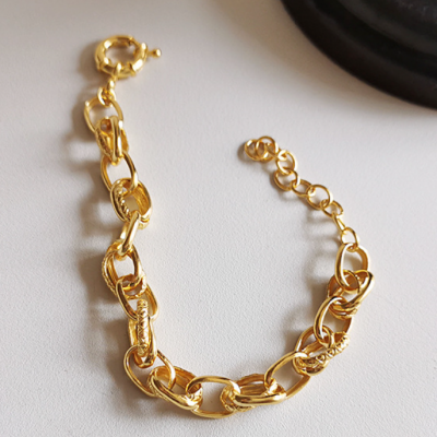 Chunky Circle Chain Bracelet, Gold Fill Sterling Silver XL Chain Bracelet