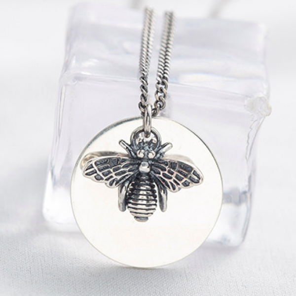 Silver Bee Necklace with Quote, Silver Bee Charm, Personalised Quote Gift, Christmas Stocking Filler, Save the Bees Gift, Manchester Bee
