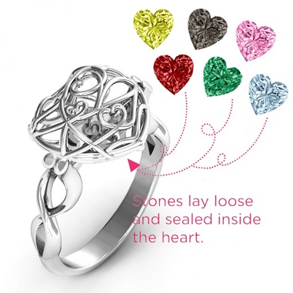 Encased in Love Caged Hearts Ring with Infinity Band - The Handmade ™
