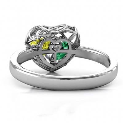 Encased in Love Petite Caged Hearts Ring with Classic Band - The Handmade ™