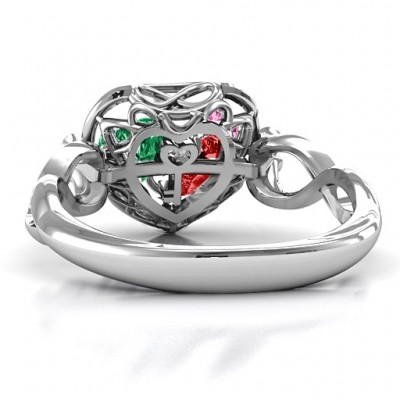 Petite Caged Hearts Ring with Infinity Band - The Handmade ™