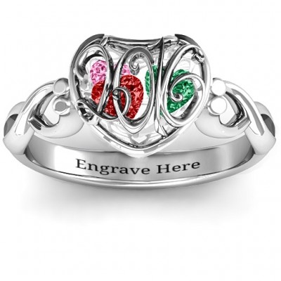 Petite Caged Hearts Ring with Infinity Band - The Handmade ™
